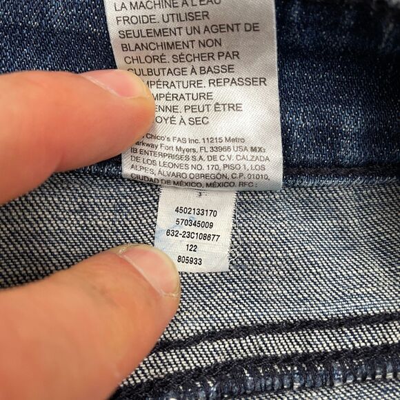 Chico's So Slimming Girlfriend Slim Leg Crop Denim Jeans Womens 16P Blue 40x24 - Picture 9 of 16